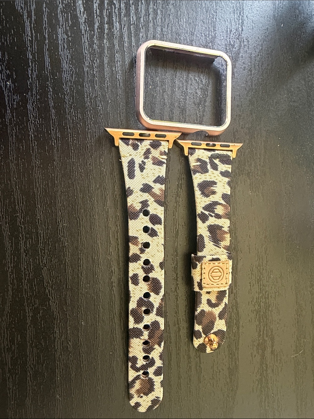 Source Unknown Leopard Print Canvas Apple Watch Band with Rose Gold Hardware